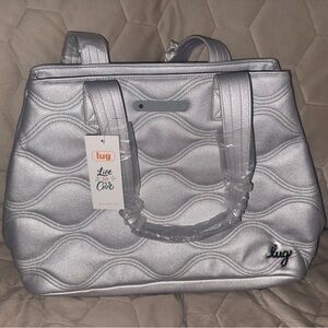 NWT Lug Tempo Matte Luxe VL Tote Bag in Metallic Silver Ice Pop